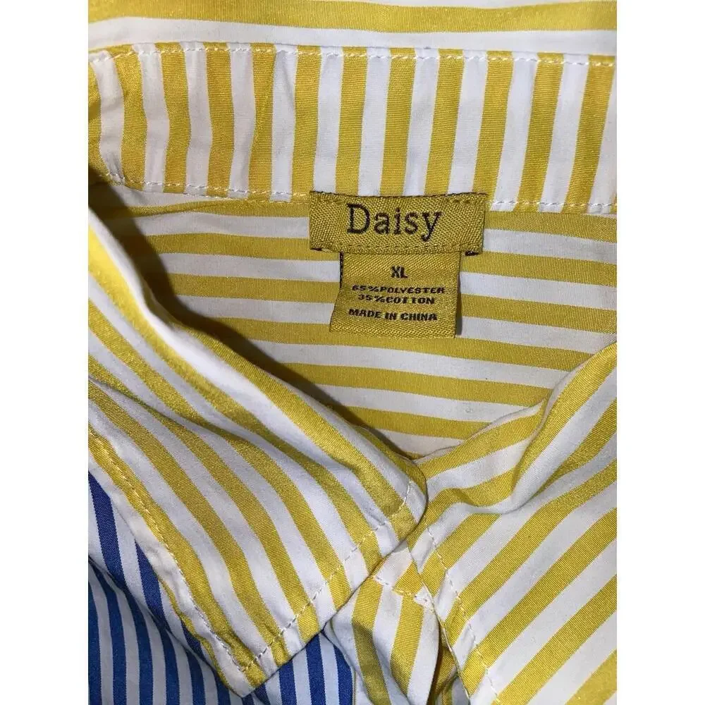 Daisy Short Sleeve Button Up Colorful Striped Shirt XL Sweater L Hoodie M Lot - Picture 4 of 16